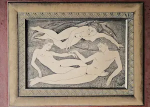 AcheterPieter Starreveld - In 1944 gemaakte Litho "liggende naakten" in door j.c. Jongens gemaakte lijst? Enchérissez de 65!