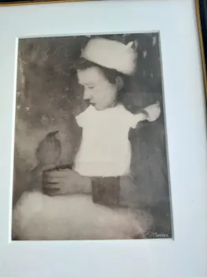 Jan Mankes - Heliogravure, Meisje met Lijster kopen? Bied vanaf 120!