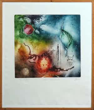 Ad Arma - Ets, Tijd is een gesprek - Ingelijst verkocht voor € 50!