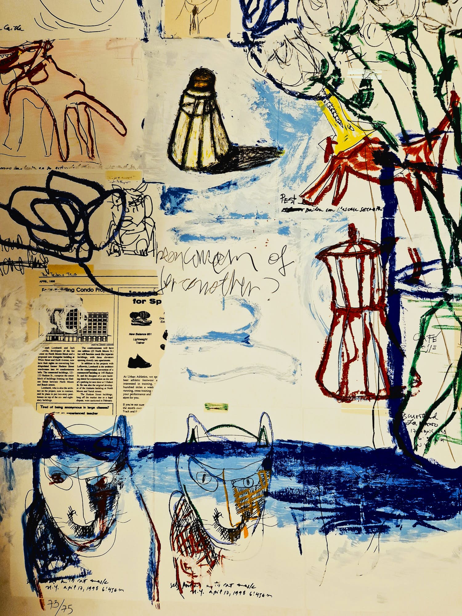 Raimundo Figueroa - Grote bewerkte Lithografie en Collage - oplage 75 - gesigneerd verkocht voor € 70!