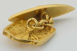 2295 -  1 set sierlijke 18 karaats geel-gouden Filigrain manchetknopen - gekeurd kopen? Bied vanaf 220!
