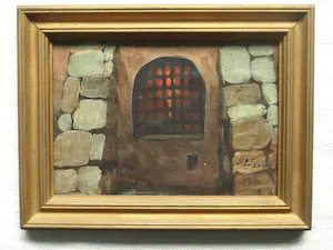 Niet of onleesbaar gesigneerd - 5 Gesigneerde ingelijste schilderijtjes / gouaches , De Ingang / Entree – 1996 kopen? Bied vanaf 1!