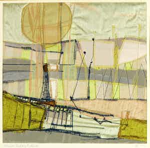 Jeanne-Marie Bodewes-den Rooyen - Collage van textiel, Zonder titel verkocht voor € 20!