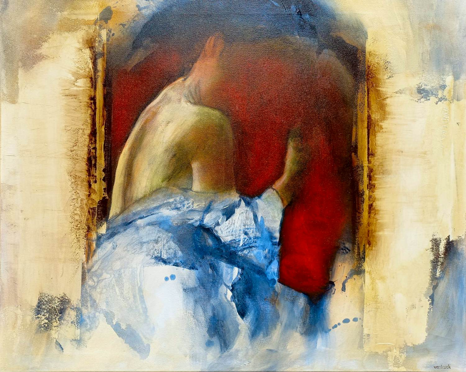 Buy Hans Vanhorck - Nude with robe, acrylverf op doek (groot)? Bid from 395!