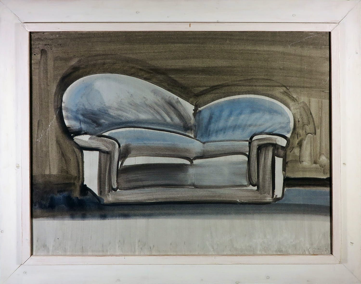Peter Bes - Aquarel, Sofa - Ingelijst (Groot) verkocht voor € 80!