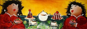 Theo Broeren - Acryl op doek, Teatime (Zeer groot) kopen? Bied vanaf 100!