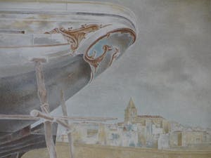 Wim Schuhmacher - Mediterrane haven met scheepsdok..... kopen? Bied vanaf 30!
