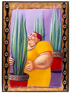 Ada Breedveld - Acryl op doek: Sanseveria - 1993 kopen? Bied vanaf 450!