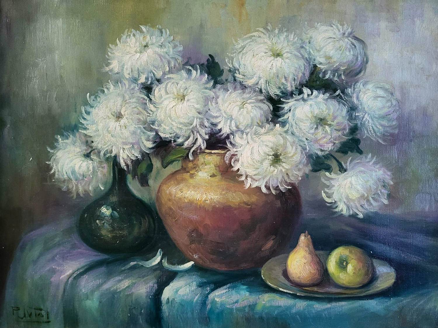 Pieter Johannes Tol - Bloemstilleven van Chrysanten in een pot. kopen? Bied vanaf 125!