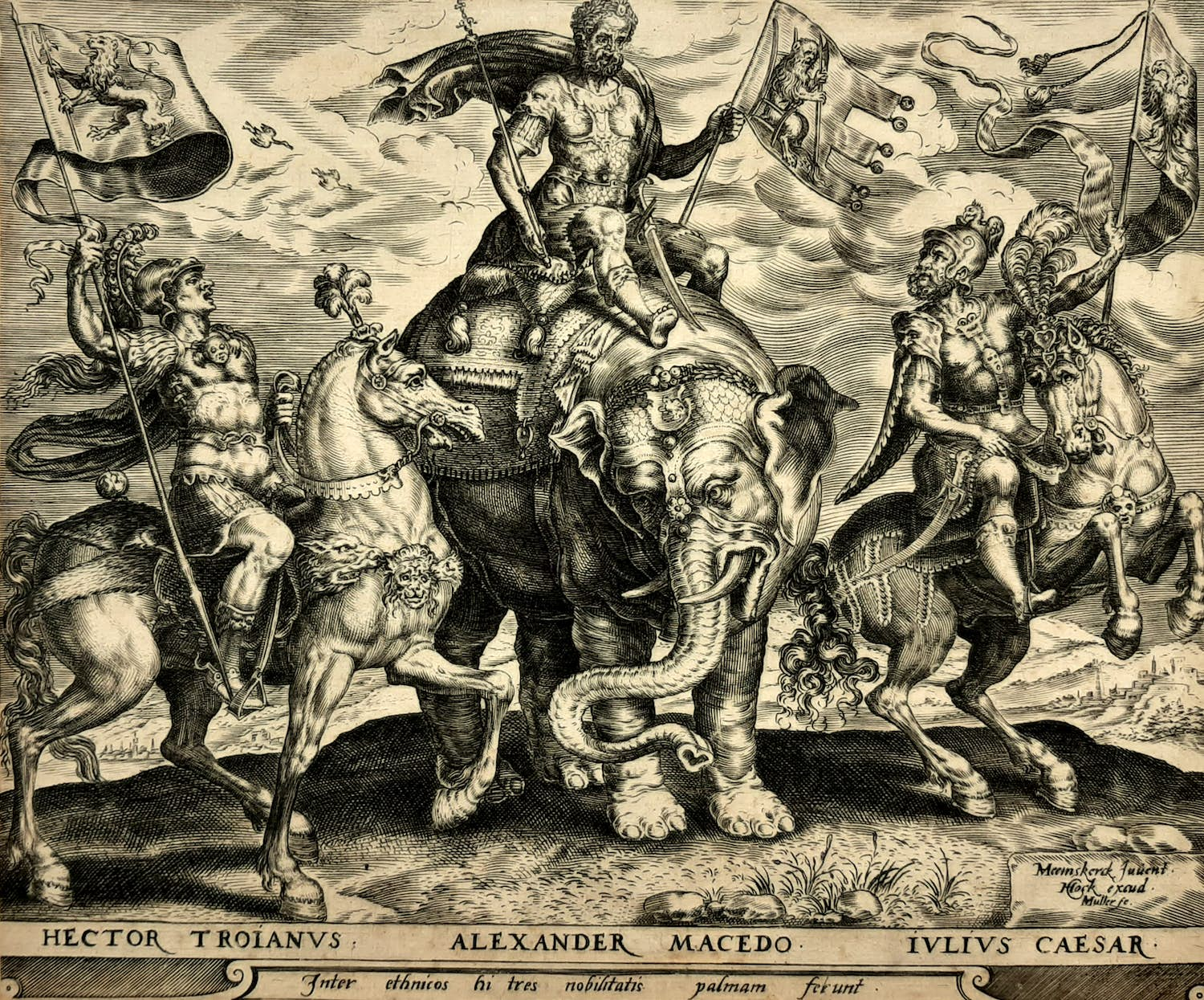 AcheterHarmen Jansz. Muller - Gravure, Hector van Troje, Alexander de Grote en Julius Caesar? Enchérissez de 90!