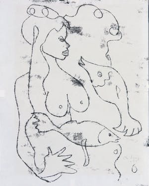 Christine Spierings - Monotype, z.t. Zeemeermin met vissen kopen? Bied vanaf 1!