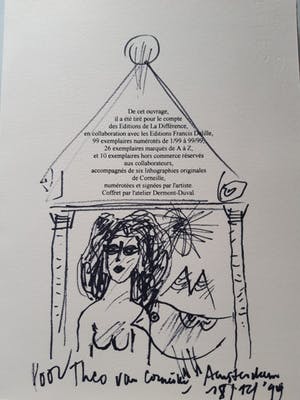 Corneille - tekening, gesigneerd, gedateerd en ingelijst kopen? Bied vanaf 200!