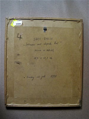 Bart Baele - Eigenzinnig Belgisch kunstenaar "Mijn kamer met slapende Kat" potloodtekening kopen? Bied vanaf 1!