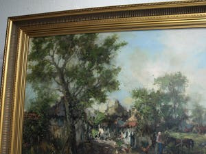 Theodorus van Oorschot - Olieverf op doek , Brabants landschap met boerin – ingelijst – 78 x 98 cm kopen? Bied vanaf 200!