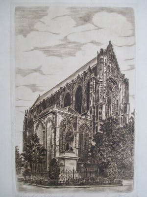 Niet of onleesbaar gesigneerd - Ets domkerk Utrecht, gesigneerd kopen? Bied vanaf 1!