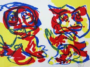 Karel Appel - COBRA-FIGUREN / KLEURLITHO / 38x56cm / SIG verkocht voor € 395!