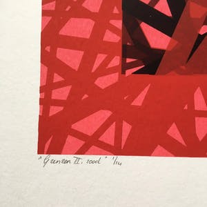 Marja Milo - Geometrisch abstract, zeefdruk, gesigneerd, Grenzen kopen? Bied vanaf 35!