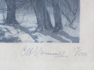 Chris Hammes - Sneeuwlandschap bij avond - Ets kopen? Bied vanaf 50!