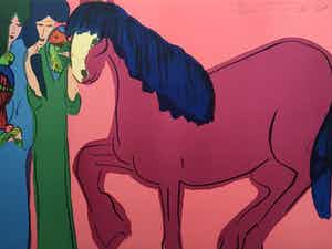 Walasse Ting - litho ‘Red Horse’ - 1981 verkocht voor € 395!