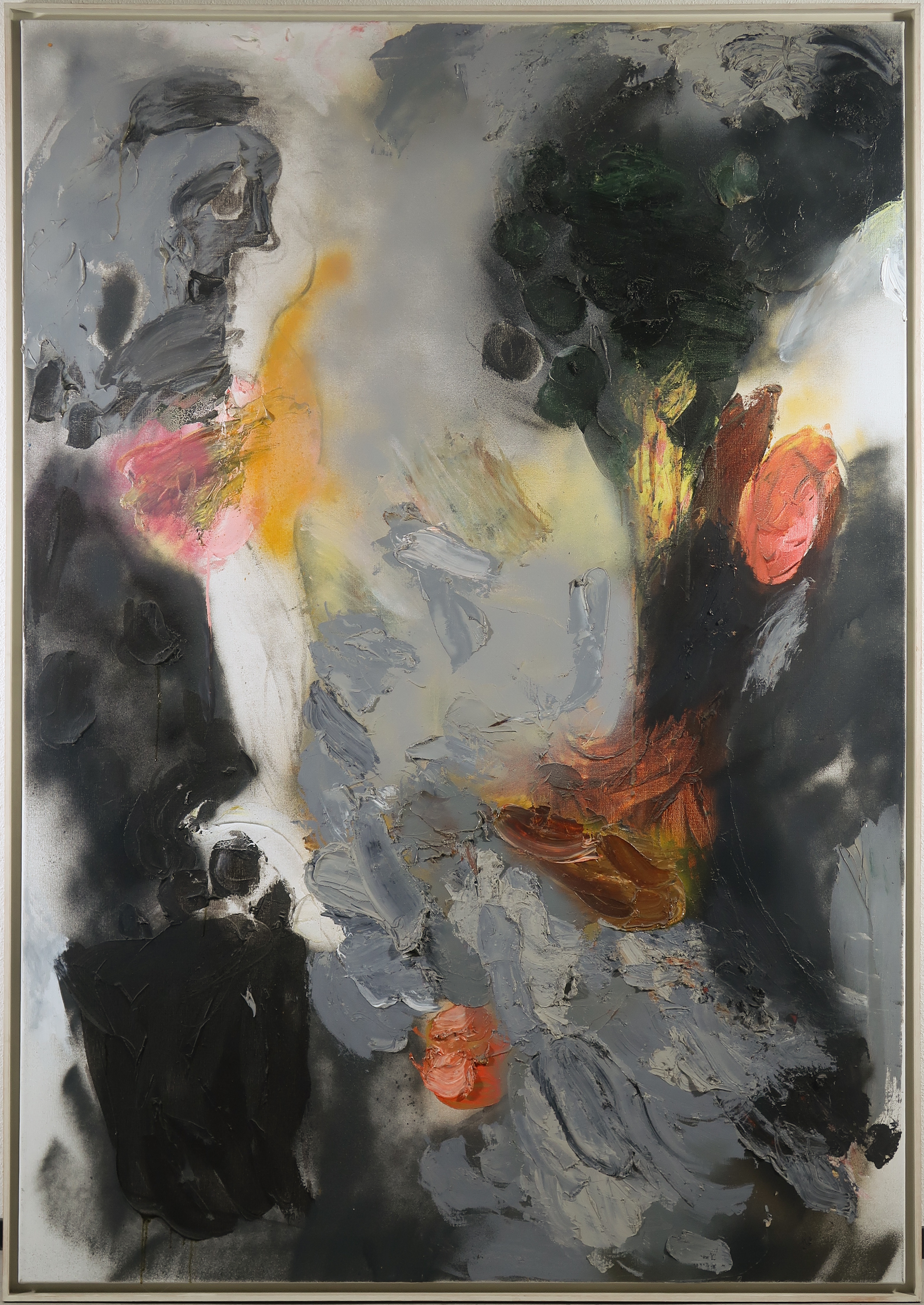 Ger Lataster - Olieverf op doek, Grijze tuin - Ingelijst (Zeer groot) verkocht voor € 3500!