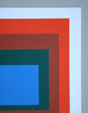 Josef Albers - Homage to the Square - Blue + darkgreen with 2 reds - Zeefdruk - 1971 kopen? Bied vanaf 100!