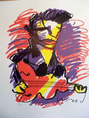 Herman Brood - Kleurenzeefdruk ELVIS Handgesigneerd!! verkocht voor € 215!