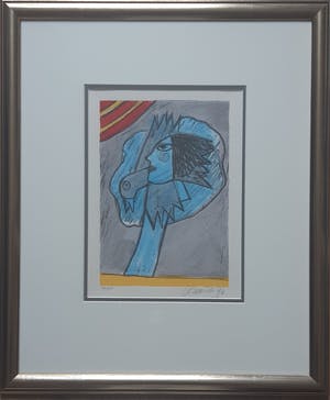 Corneille - Laatste keer " Visage et Oiseau bleu ". Zeer fraai ingelijst!! kopen? Bied vanaf 155!