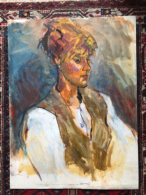 Ton Etman - kleurrijk portret van een vrouw kopen? Bied vanaf 1!