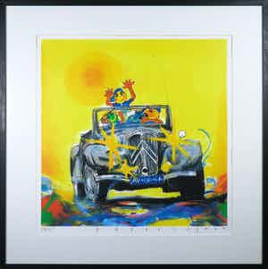 Ad Verstijnen - Zeefdruk, Citroën Oldtimer - Ingelijst verkocht voor € 50!