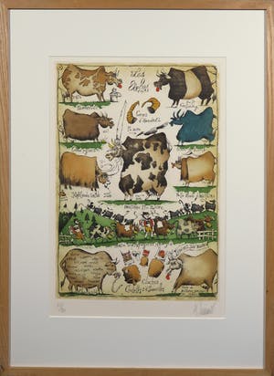 Albert Lemant - Kleurenets, Les vaches - Ingelijst kopen? Bied vanaf 50!