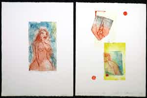 Marion Bloem - Lot van twee kleurenetsen, Vrouwfiguren verkocht voor € 50!