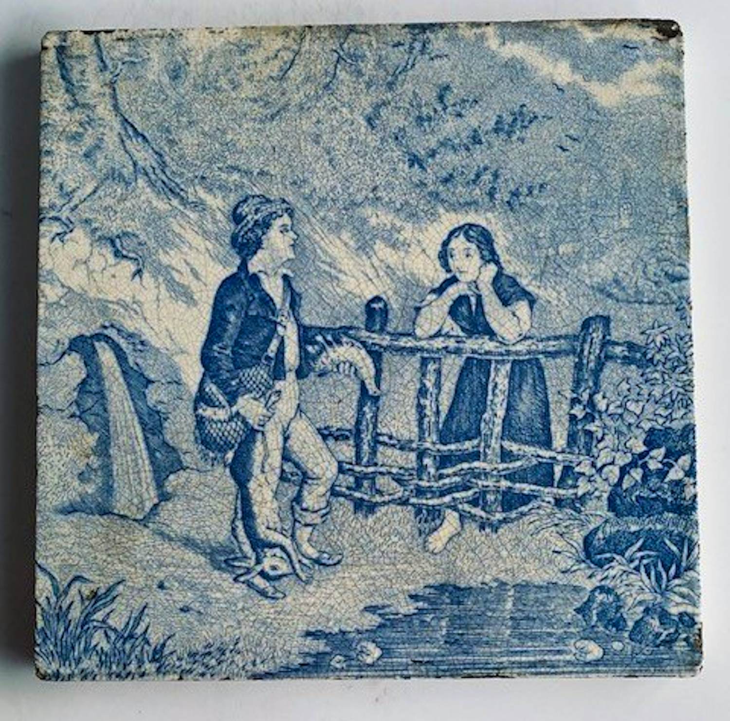 Royal Boch - tegel Jager en meisje bij een hek kopen? Bied vanaf 65!