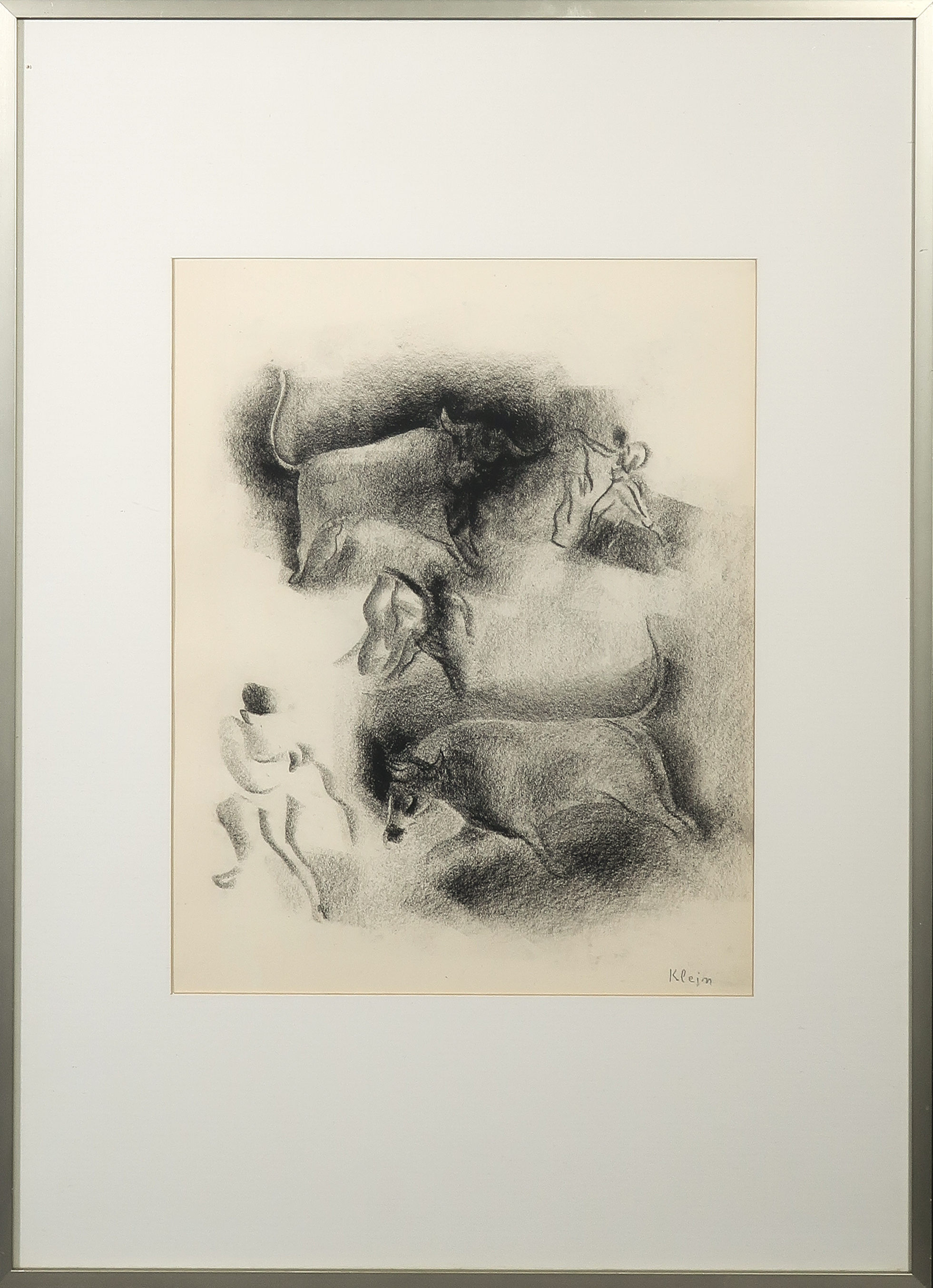 Frits Klein - Tekening, Zonder titel - Ingelijst verkocht voor € 150!