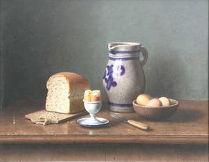 Eric De Vree - C2565 - Stilleven met zachtgekookt eitje en Keulse kan kopen? Bied vanaf 500!