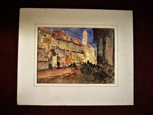 Niet of onleesbaar gesigneerd - Fraaie oude Aquarel "Markt in de straten van Tanger" gesigneerd kopen? Bied vanaf 1!