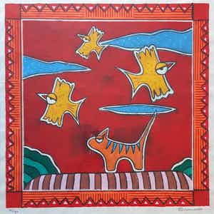 Michiel Molenaar - Kleurrijke en karakteristieke zeefdruk. verkocht voor € 110!