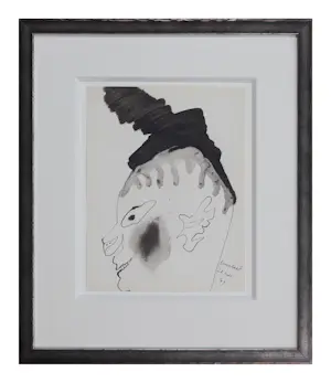 Lucebert - Ingelijste inkttekening: hoofddeksel - 1964 (nette lijst met museumglas!) kopen? Bied vanaf 899!