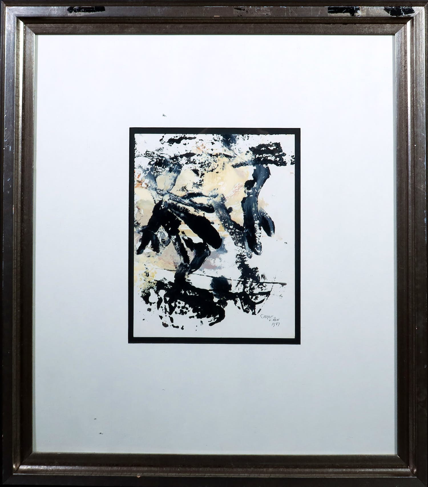 Fred Sieger - Gemengde techniek op papier, Abstracte compositie - Ingelijst kopen? Bied vanaf 1!