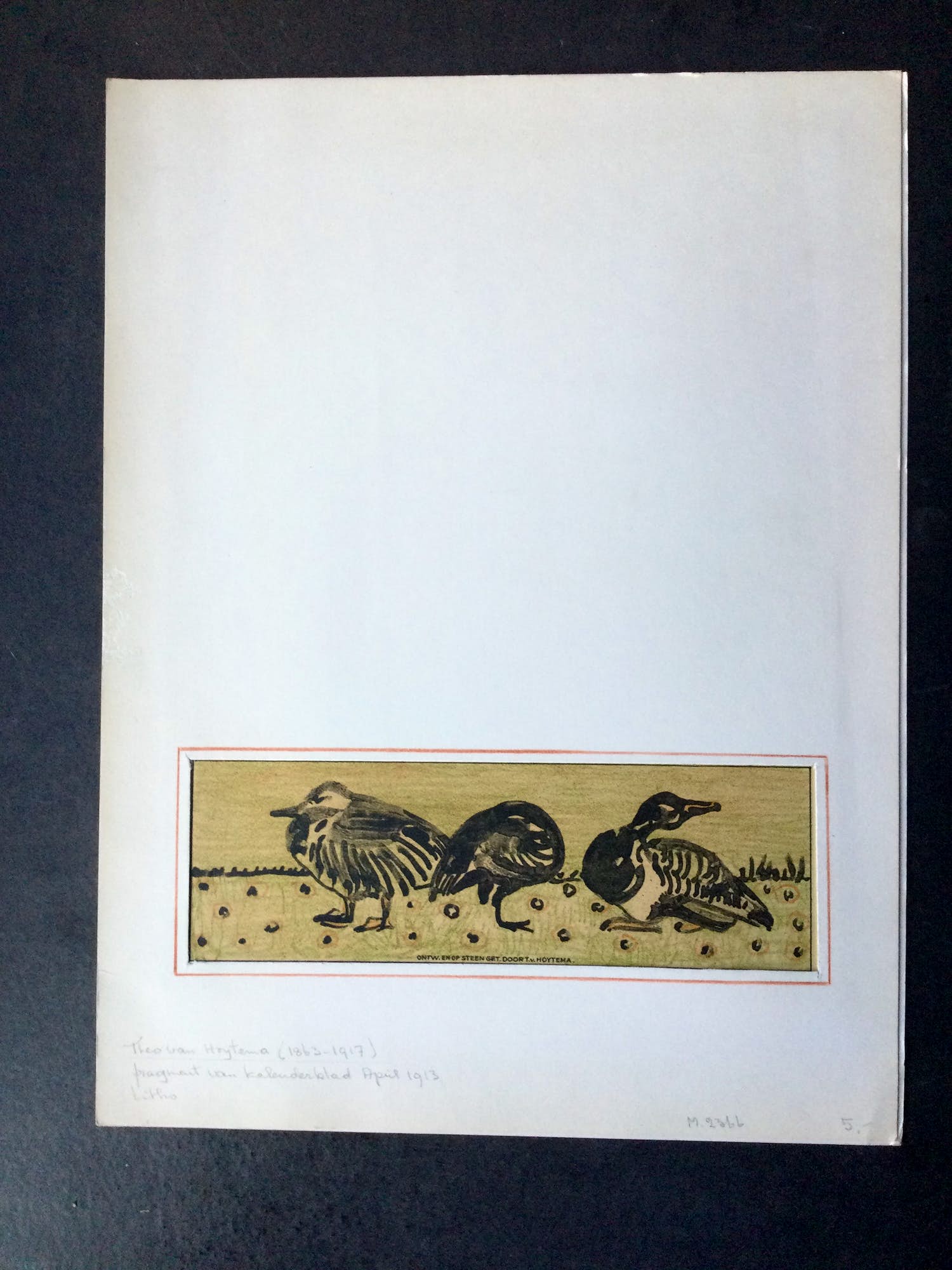 Theo van Hoytema - litho, fragment van kalenderblad april 1913 verkocht voor € 50!