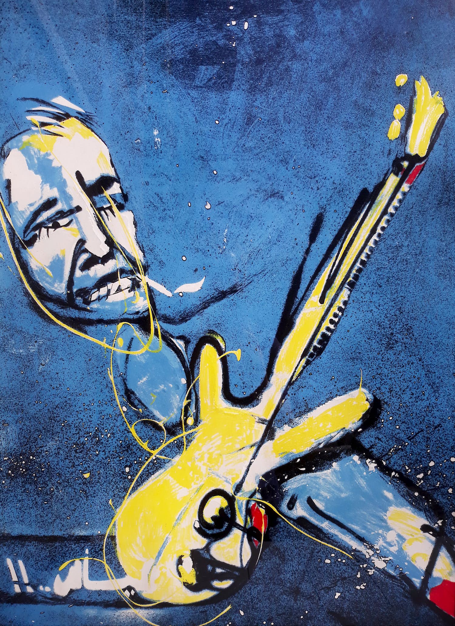 Herman Brood - De bassist, zeefdruk (netjes ingelijst, extreem zeldzaam, waarschijnlijk unica) kopen? Bied vanaf 495!