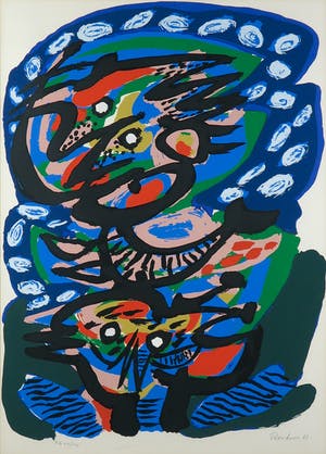 Anton Rooskens - Litho, Compositie met vogels - Ingelijst kopen? Bied vanaf 400!