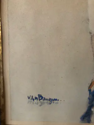 Kees van Dongen - Pochoirdruk - Vrouw met een hond, langs het strand wandelend kopen? Bied vanaf 3950!