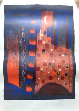 Oskar Dalvit - ABSTRACTIE / KLEURLITHO / 84x59cm / SIG / 1969 kopen? Bied vanaf 45!