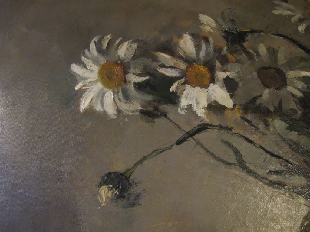 Pierre Hendrix -  P.Hendrix, leuk stilleven met margrieten en aardbeien. olie/doek. kopen? Bied vanaf 1!