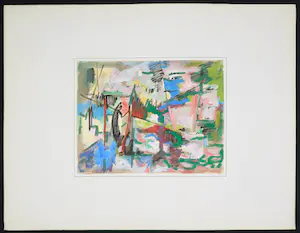 Klaas Boonstra - Gemengde techniek op papier, Abstracte compositie kopen? Bied vanaf 70!