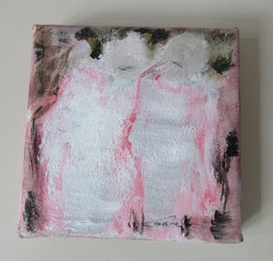 Niet of onleesbaar gesigneerd - Abstract Miniatuur schilderij van twee dames - Cornel Pepers kopen? Bied vanaf 1!