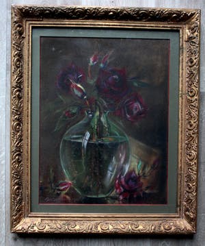 Baruch Lopes de Leao Laguna - ingelijste pastel: bloemen kopen? Bied vanaf 175!