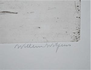 Willem Witjens - grote heldere ets - verstilde scene met vissersboten - 1929 kopen? Bied vanaf 60!