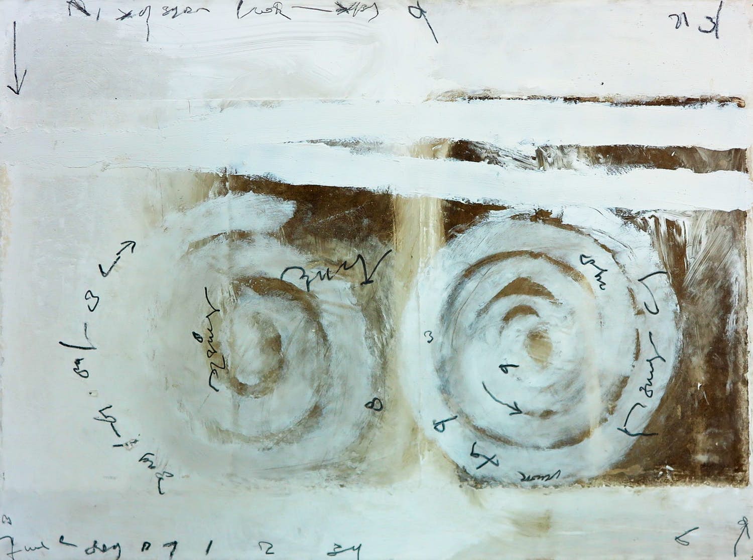 Rene van der Hoofd - Gemengde techniek op hout, Circles (Zeer groot formaat!) verkocht voor € 100!