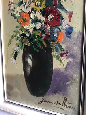 Niet of onleesbaar gesigneerd - Pot met bloemen. kopen? Bied vanaf 1!